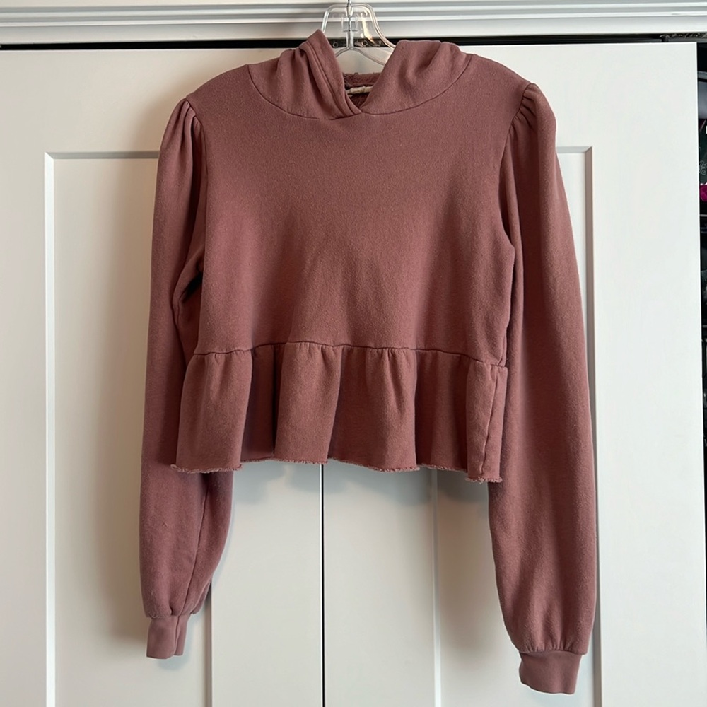 Urban Outfitters Cropped Ruffle Sweatshirt